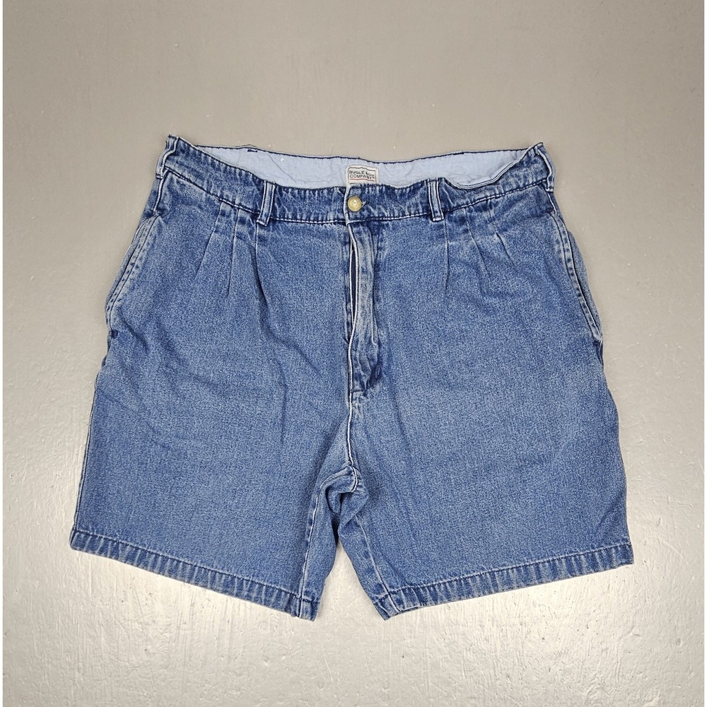 Vintage Bugle Boy Jean Shorts Mens 36 Blue Medium Wash Pleated Dad‎ Denim Jorts